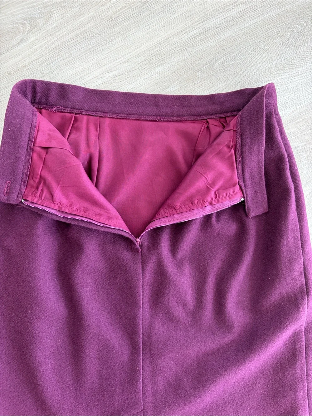 Michele Vintage 90s Wool Pencil Skirt Women’s 10 Purple Midi Lined 100% Wool